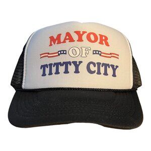 MAYOR OF TITTY CITY HAT FUNNY TRUCKER HAT AMERICAN FLAG SUMMER BOATING CAP